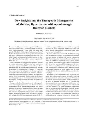 New Insights Into the Therapeutic Management of Morning