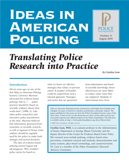 Translating Police Research Into Practice by Cynthia Lum