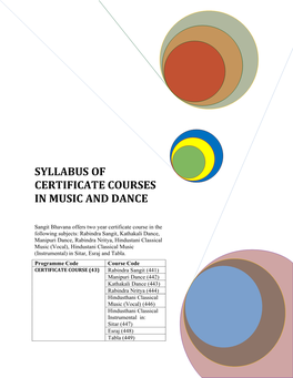 Syllabus of Certificate Courses in Music and Dance