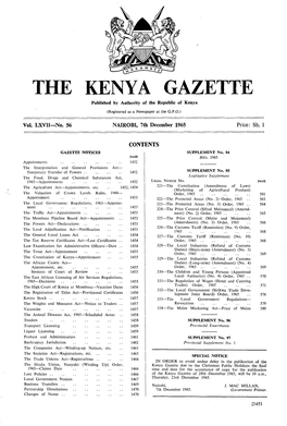 THE KENYA GAZETTE Published by Authority of the Republic of Kenya