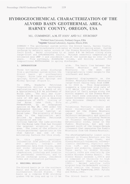 Hydrogeochemical Characterization of the Alvord Basin Geothermal Area, Harney County, Oregon, Usa