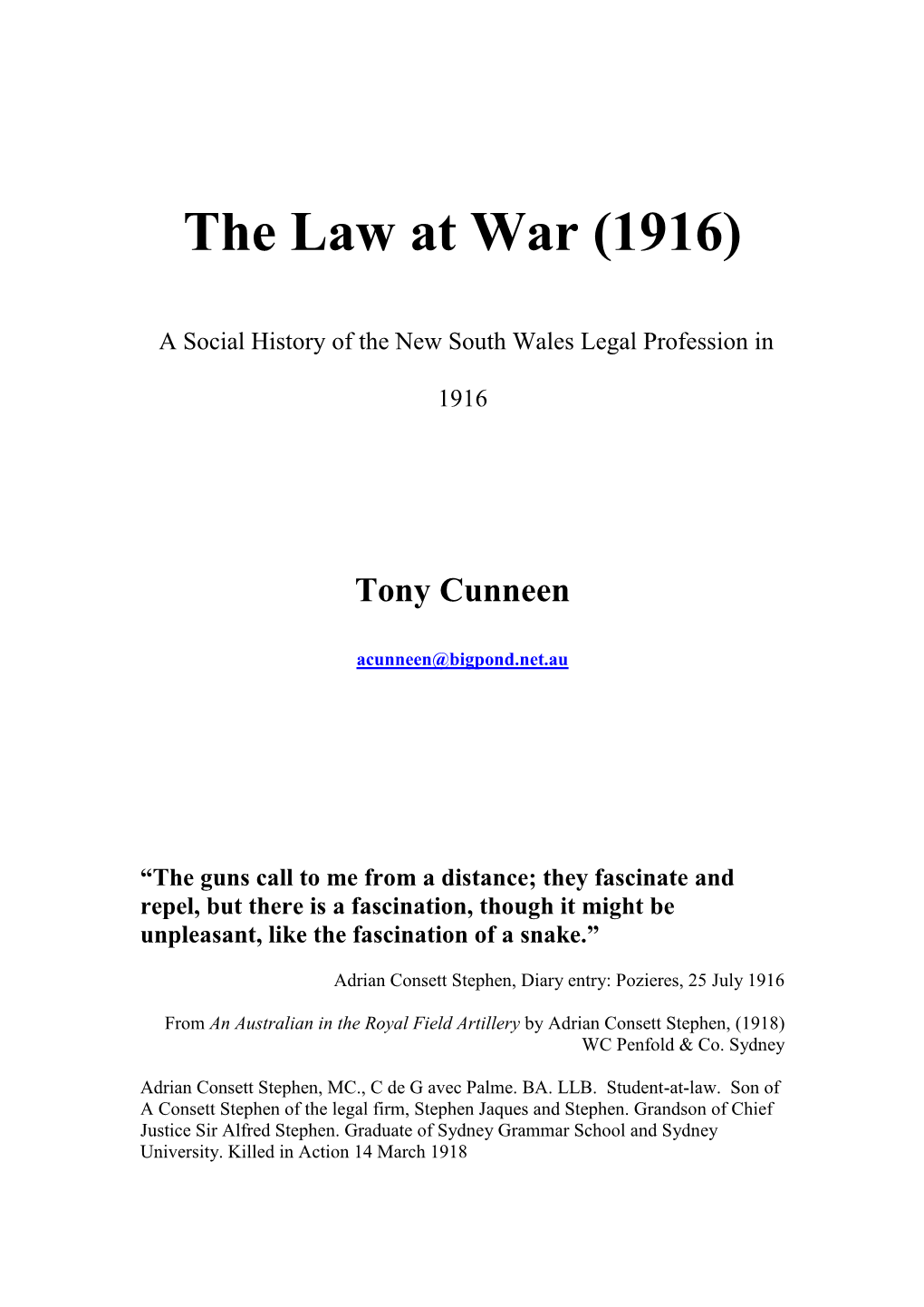 The Law at War (1916)