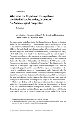 Who Were the Gepids and Ostrogoths on the Middle Danube in the 5Th Century? an Archaeological Perspective