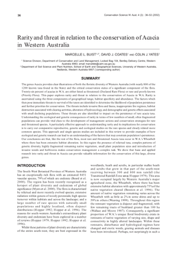Rarity and Threat in Relation to the Conservation of Acacia in Western Australia