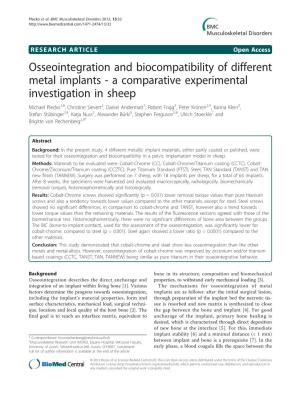 Osseointegration and Biocompatibility of Different Metal Implants
