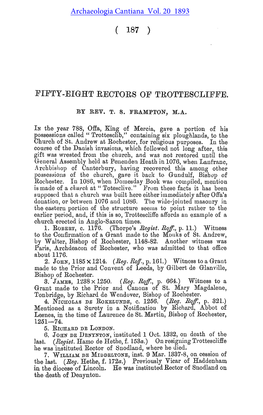 Fifty-Eight Vicars of Trottescliffe