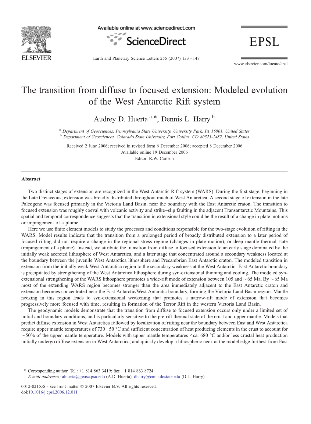 Modeled Evolution of the West Antarctic Rift System