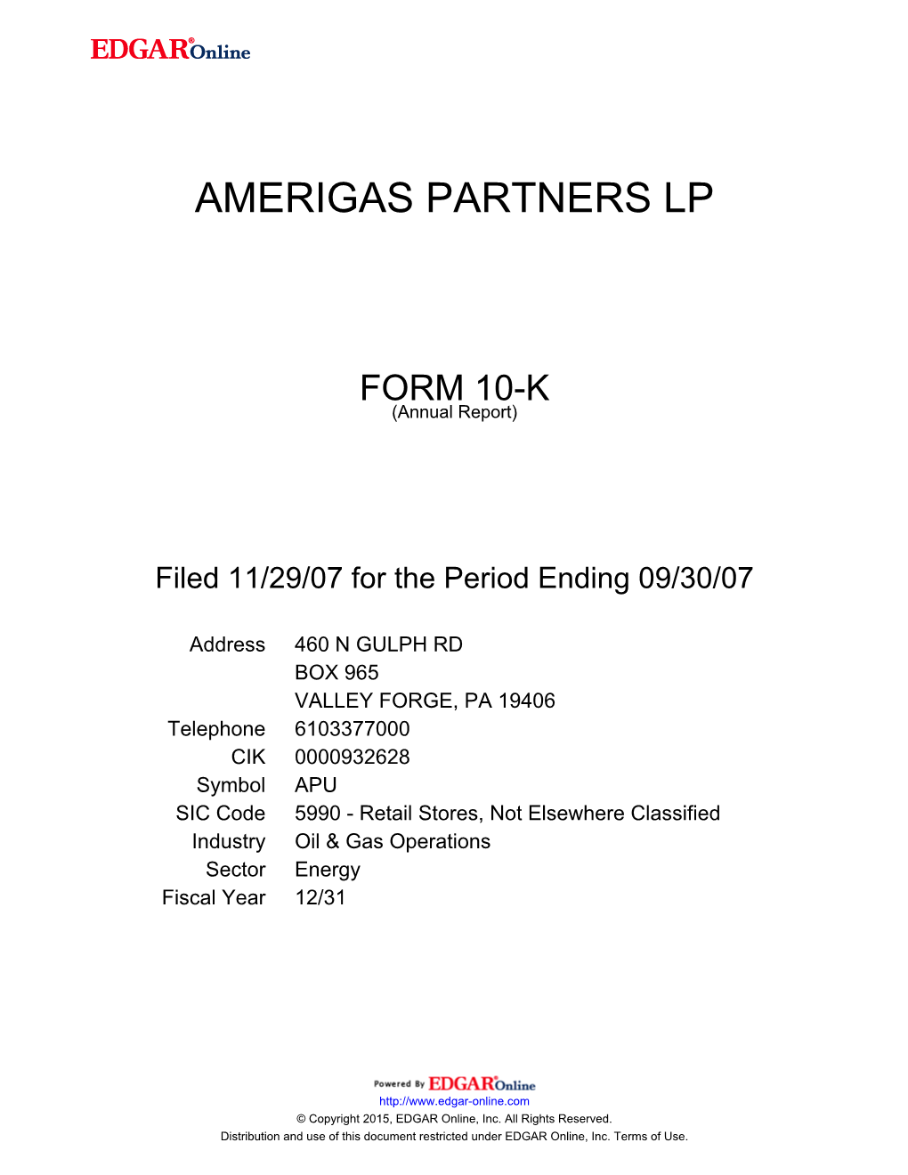 Amerigas Partners Lp