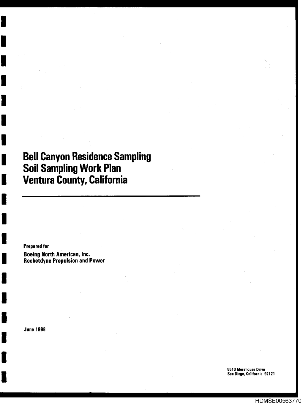 Bell Canyon Residence Sampling Soil Sampling Work Plan Ventura County, California