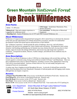 Lye Brook Wilderness Is Above 2,500 Feet on a High Plateau with Several Lakes and Bogs