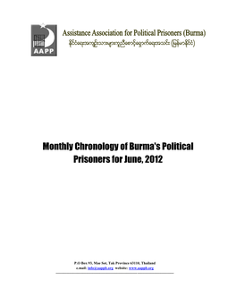 6-Monthly Chronology of Burma's Political Prisoners for June 2012