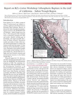 Report on RCL-Cortez Workshop: Lithospheric Rupture in the Gulf of California – Salton Trough Region Rebecca J