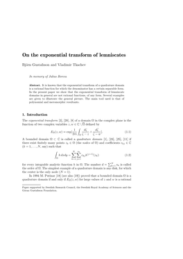 On the Exponential Transform of Lemniscates