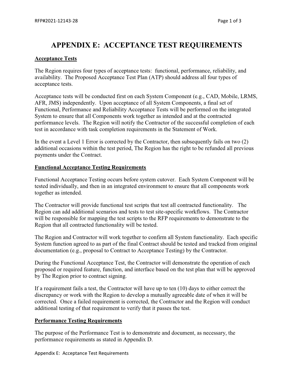 Appendix E: Acceptance Test Requirements