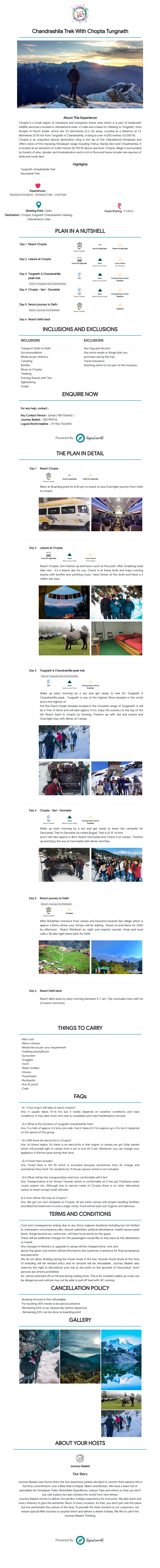 Chandrashila Trek with Chopta Tungnath PLAN in a NUTSHELL