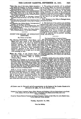 The London Gazette, September 18, 1860. 3431