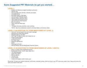 Some Suggested PRT Materials (To Get You Started)…