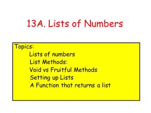 13A. Lists of Numbers