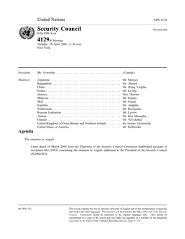 Security Council Provisional Fifty-Fifth Year