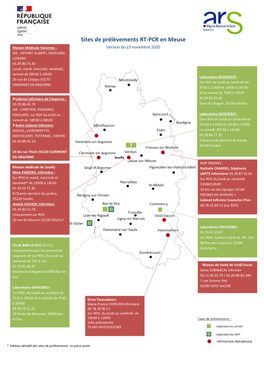 Sites De Prélèvements RT-PCR En Meuse