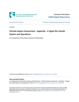 Climate Impact Assessment - Appendix - a Upper Rio Grande System and Operations