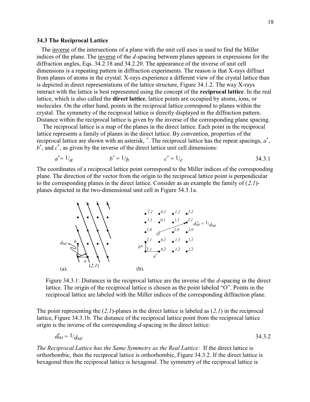 18 34.3 the Reciprocal Lattice the Inverse of the Intersections of A