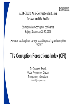 TI's Corruption Perceptions Index