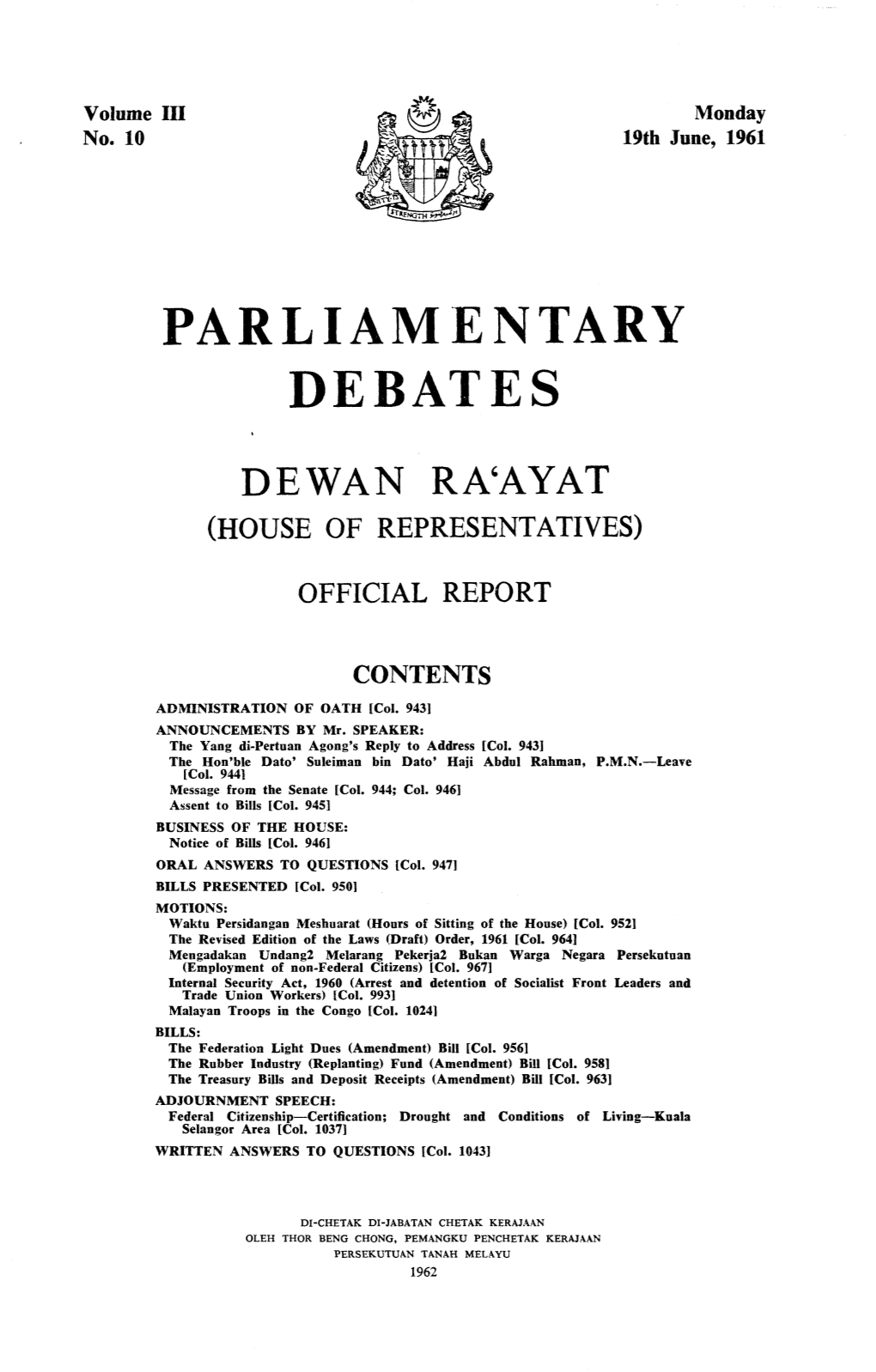 Parliamentary Debates