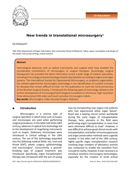 New Trends in Translational Microsurgery1