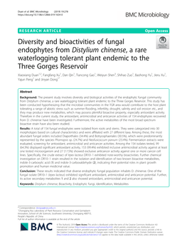 Diversity and Bioactivities of Fungal Endophytes