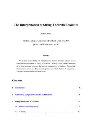 The Interpretation of String-Theoretic Dualities