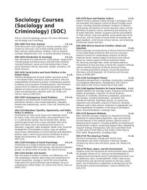 (Sociology and Criminology) (SOC) 1