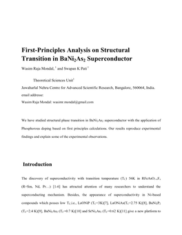 First-Principles Analysis on Structural Transition in Bani2as2 Superconductor