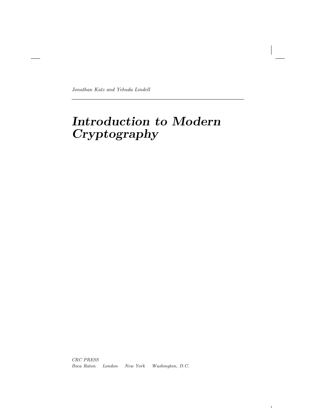 Introduction to Modern Cryptography