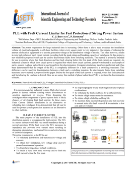 PLL with Fault Current Limiter for Fast Protection of Strong Power System 1 2 C