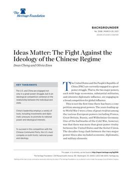 The Fight Against the Ideology of the Chinese Regime Dean Cheng and Olivia Enos