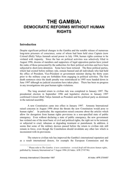 The Gambia: Democratic Reforms Without Human Rights