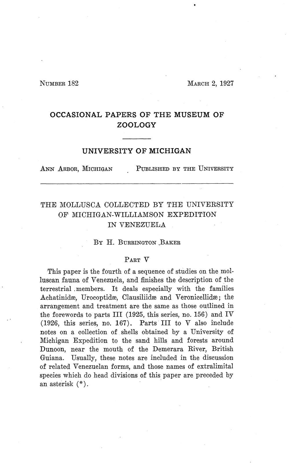 Occasional Papers of the Museum of Zoology