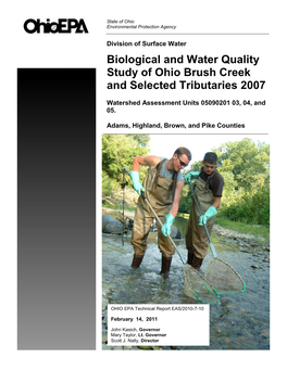 Biological and Water Quality Study of Ohio Brush Creek and Selected Tributaries 2007