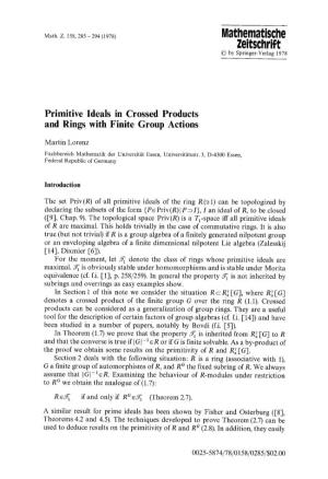 Primitive Ideals in Crossed Products and Rings with Finite Group Actions