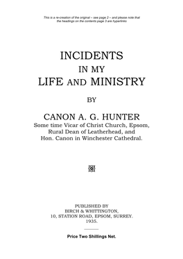 Incidents in My Life and Ministry