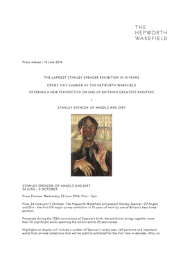 Press Release – 13 June 2016 the LARGEST STANLEY SPENCER