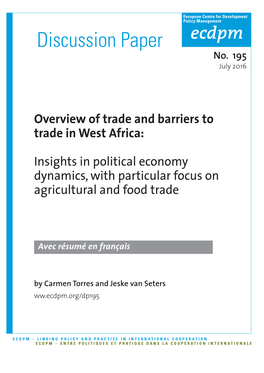 Overview of Trade and Barriers to Trade in West Africa
