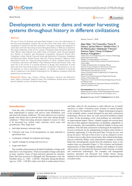 Developments in Water Dams and Water Harvesting Systems Throughout History in Different Civilizations