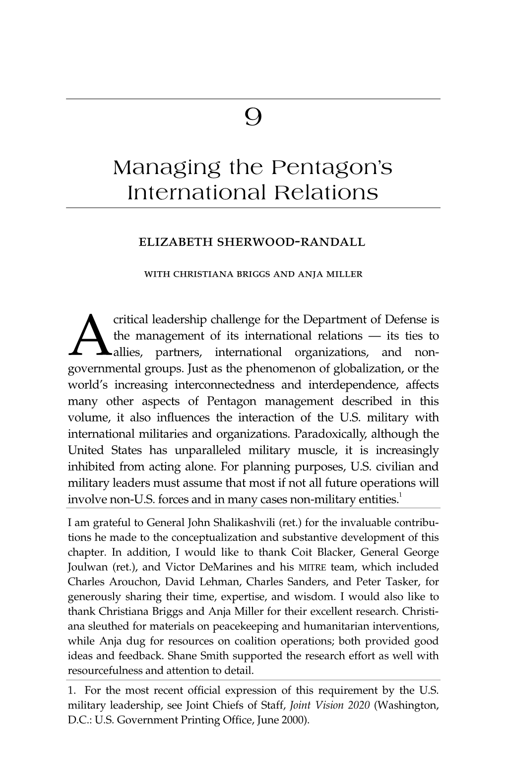 Managing the Pentagon's International Relations