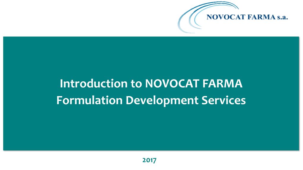 Introduction to NOVOCAT FARMA Formulation Development Services