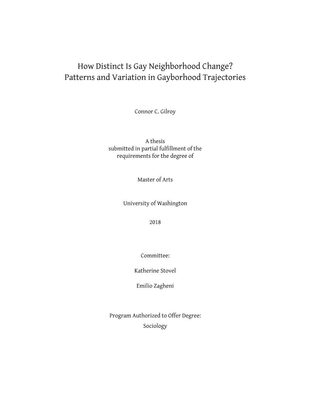 How Distinct Is Gay Neighborhood Change? Patterns and Variation in Gayborhood Trajectories