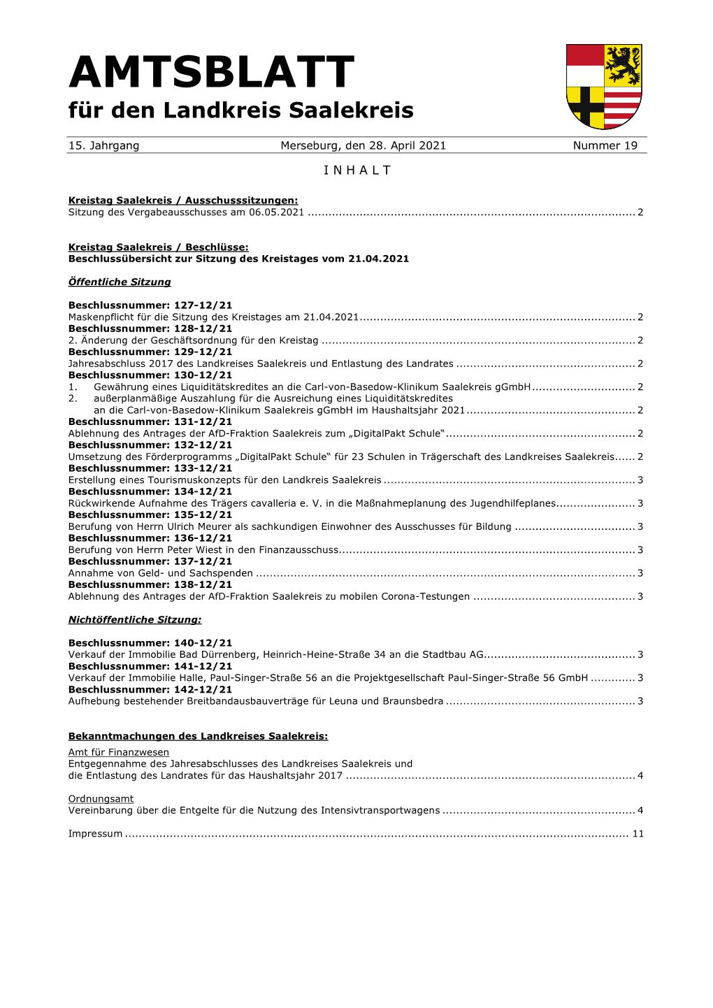 AMTSBLATT Für Den Landkreis Saalekreis