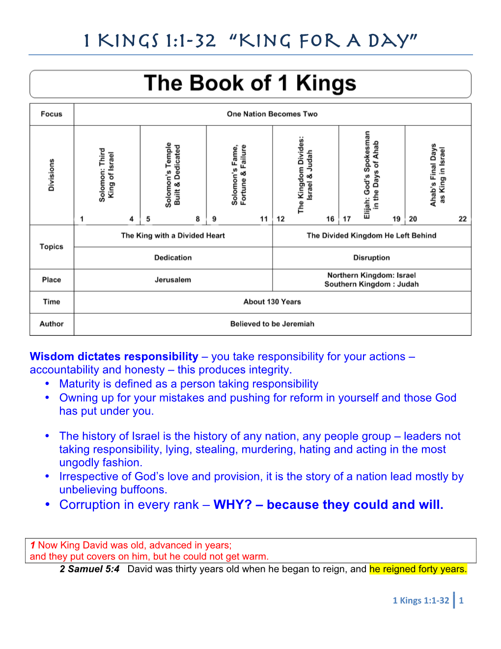 1 Kings 1:1-32 “King for a Day”