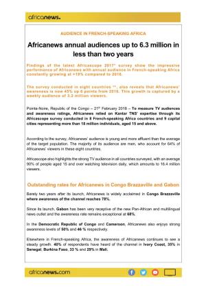 Africanews Annual Audiences up to 6.3 Million in Less Than Two Years